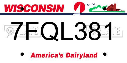 7FQL381 Wisconsin License Plate