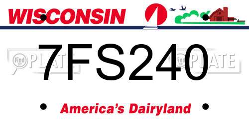 7FS240 Wisconsin License Plate