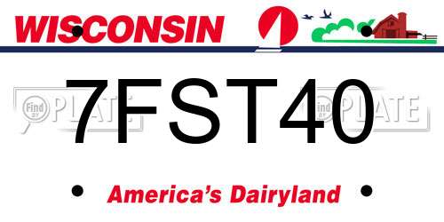 7FST40 Wisconsin License Plate