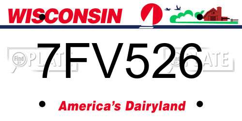 7FV526 Wisconsin License Plate