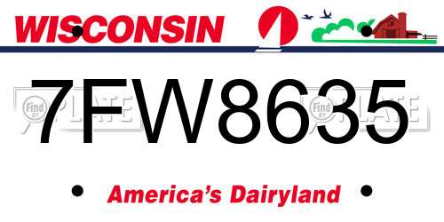 7FW8635 Wisconsin License Plate