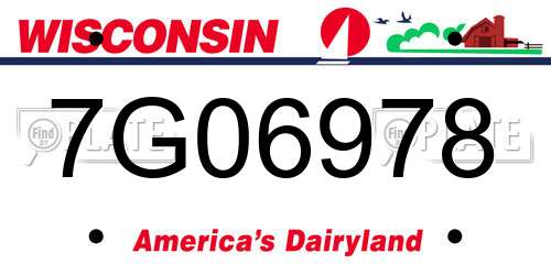 7G06978 Wisconsin License Plate