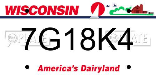 7G18K4 Wisconsin License Plate