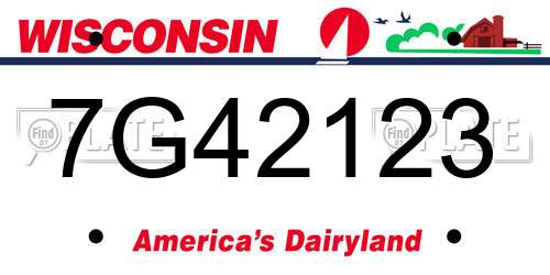 7G42123 Wisconsin License Plate
