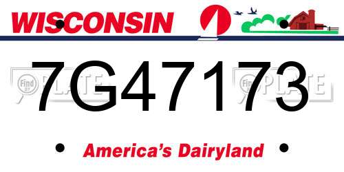 7G47173 Wisconsin License Plate