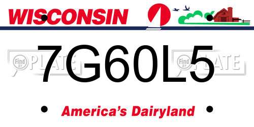 7G60L5 Wisconsin License Plate
