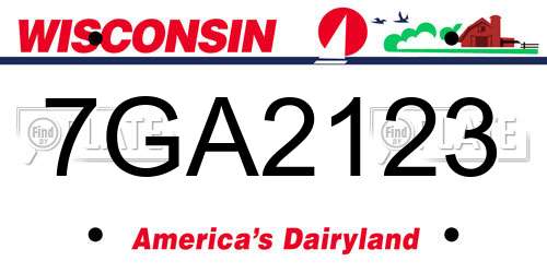 7GA2123 Wisconsin License Plate