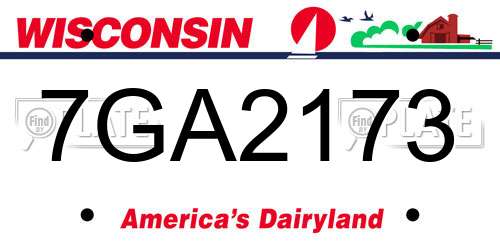 7GA2173 Wisconsin License Plate