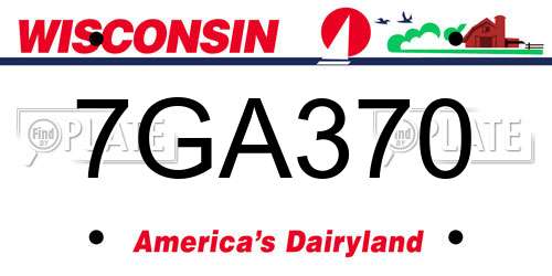 7GA370 Wisconsin License Plate