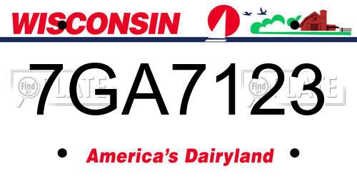7GA7123 Wisconsin License Plate