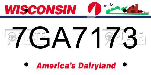 7GA7173 Wisconsin License Plate