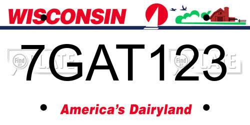 7GAT123 Wisconsin License Plate