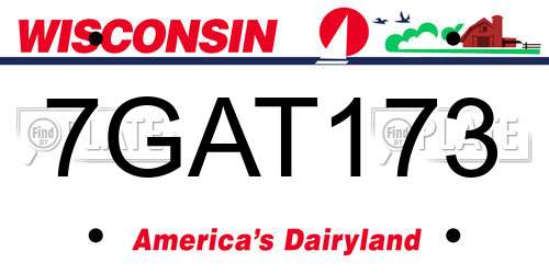 7GAT173 Wisconsin License Plate