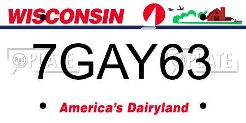 7GAY63 Wisconsin License Plate