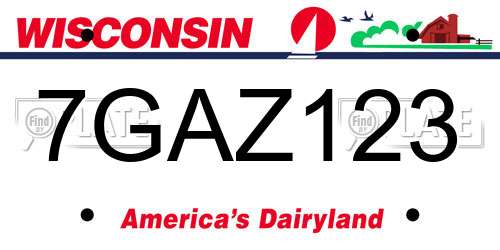 7GAZ123 Wisconsin License Plate
