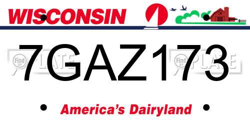 7GAZ173 Wisconsin License Plate