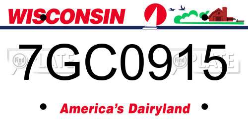 7GC0915 Wisconsin License Plate
