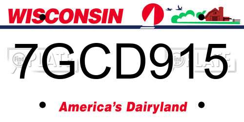7GCD915 Wisconsin License Plate