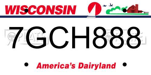 7GCH888 Wisconsin License Plate