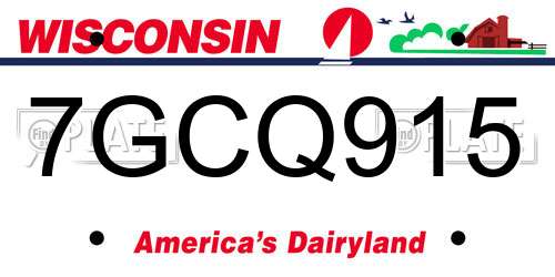 7GCQ915 Wisconsin License Plate