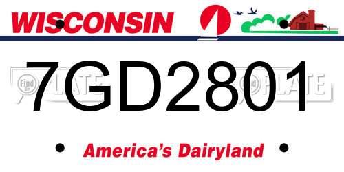7GD2801 Wisconsin License Plate