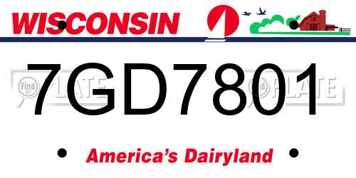 7GD7801 Wisconsin License Plate