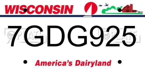 7GDG925 Wisconsin License Plate
