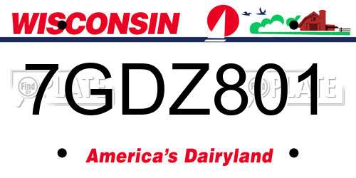 7GDZ801 Wisconsin License Plate