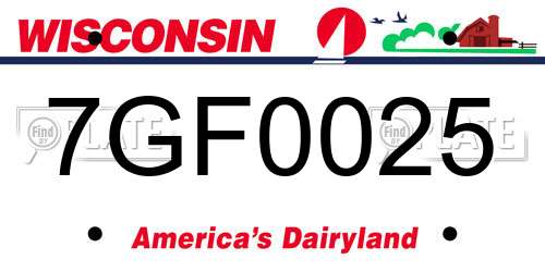 7GF0025 Wisconsin License Plate
