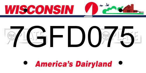 7GFD075 Wisconsin License Plate