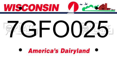 7GFO025 Wisconsin License Plate