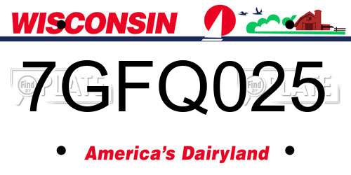 7GFQ025 Wisconsin License Plate