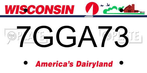 7GGA73 Wisconsin License Plate