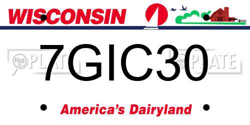7GIC30 Wisconsin License Plate