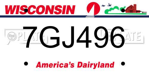 7GJ496 Wisconsin License Plate