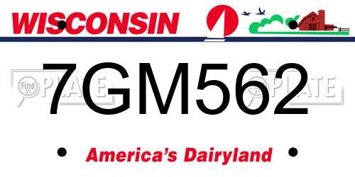 7GM562 Wisconsin License Plate