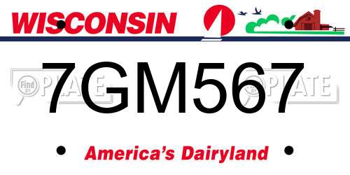 7GM567 Wisconsin License Plate