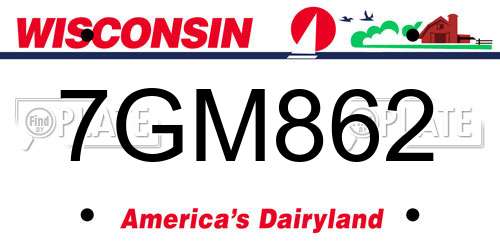 7GM862 Wisconsin License Plate