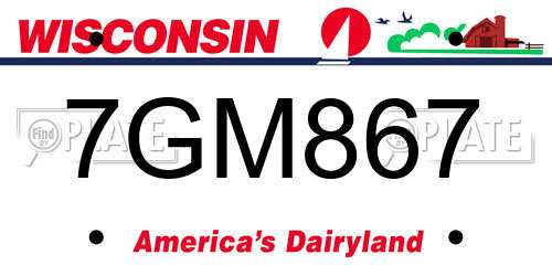 7GM867 Wisconsin License Plate