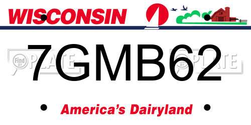 7GMB62 Wisconsin License Plate
