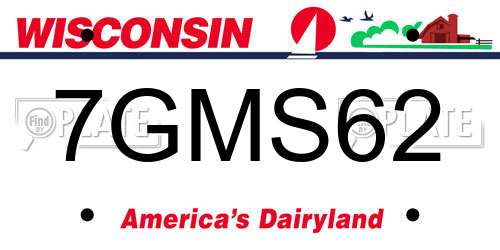 7GMS62 Wisconsin License Plate
