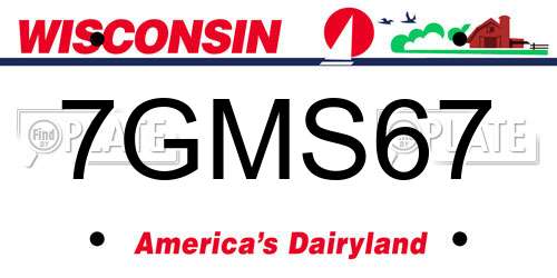 7GMS67 Wisconsin License Plate