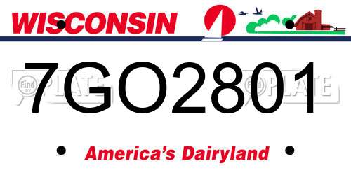7GO2801 Wisconsin License Plate