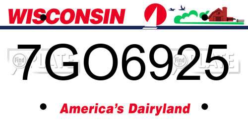 7GO6925 Wisconsin License Plate