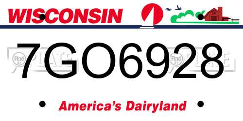 7GO6928 Wisconsin License Plate