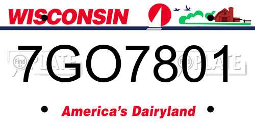 7GO7801 Wisconsin License Plate