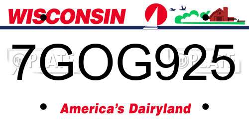7GOG925 Wisconsin License Plate