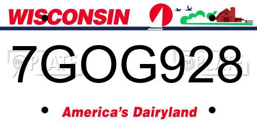 7GOG928 Wisconsin License Plate