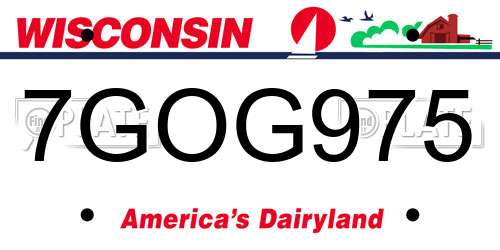 7GOG975 Wisconsin License Plate