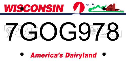 7GOG978 Wisconsin License Plate